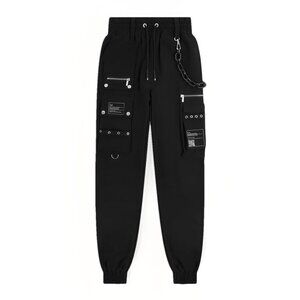 Manière De Voir Cargo Punk Grudge Pocket Graphic Jogger Pants Chain Black US 0